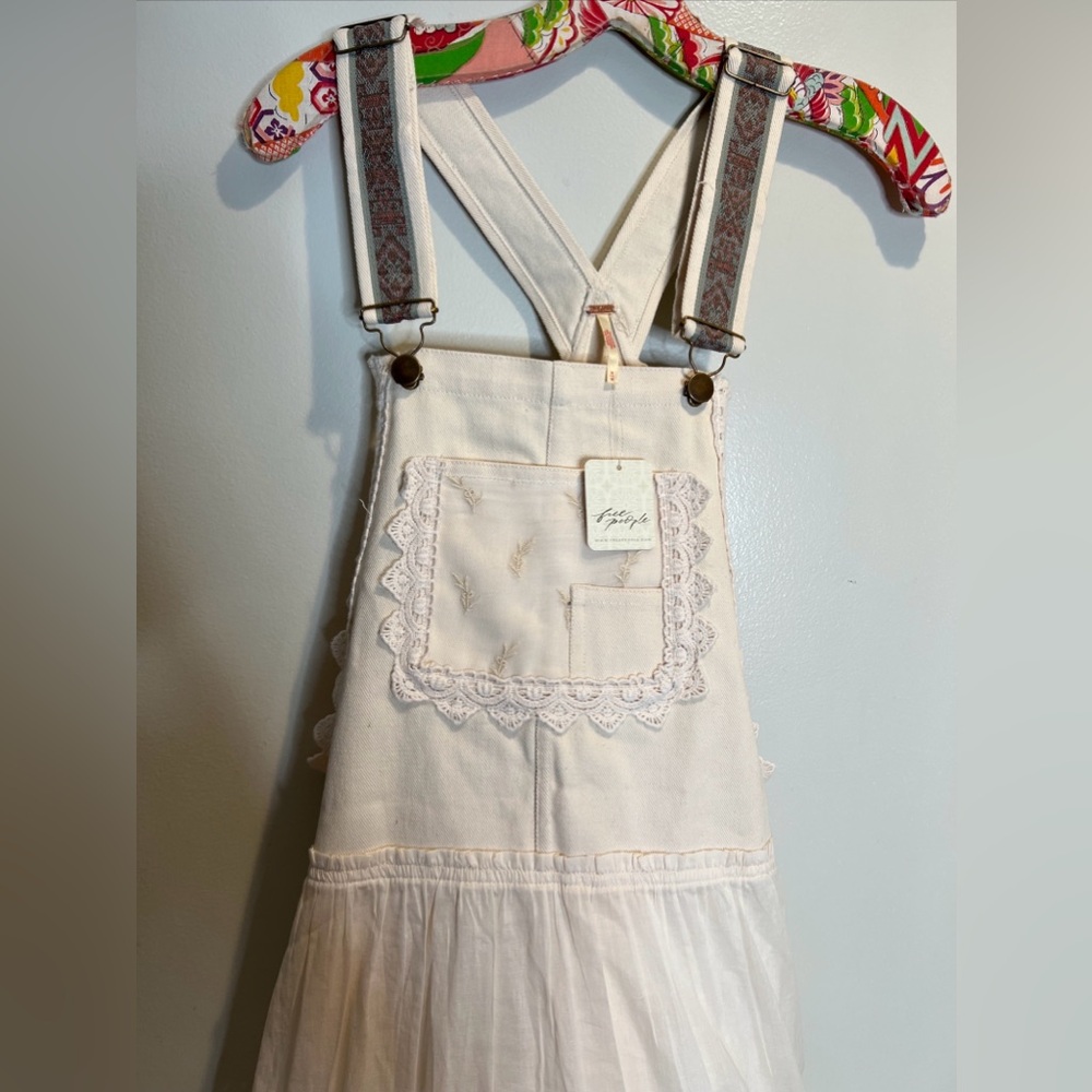 Free People Trails End Lace Crochet Vintage Overalls Maxi Dress Skirtall - Picture 5 of 6